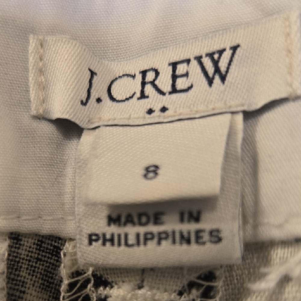 J. Crew Black and White Linen Scalloped Shorts - Picture 2 of 6